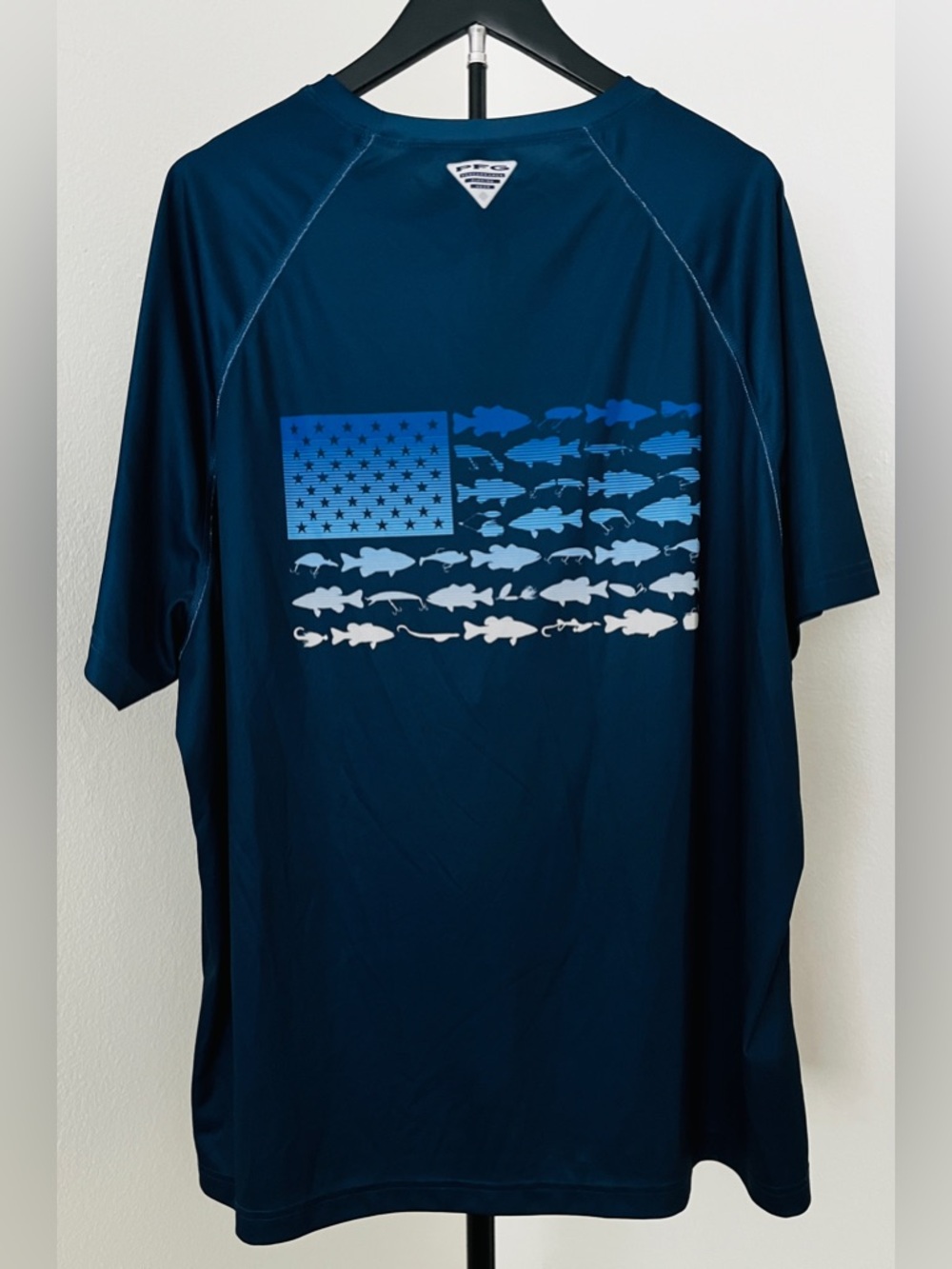 🎣 Columbia Men’s American Flag Performance Shirt | Patriotic + Fishing | XXL